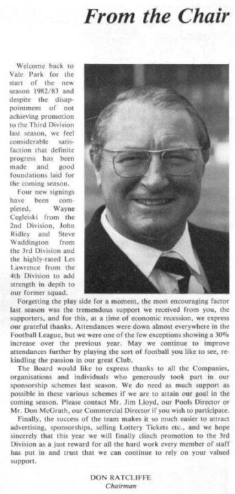 1982 Port Vale souvenir programme