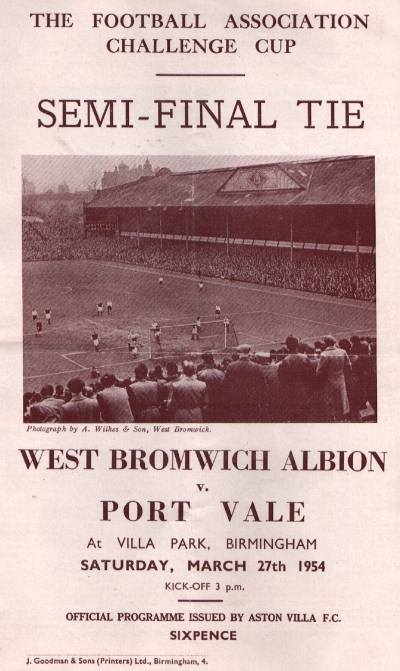 Port Vale v West Brom, 1954 FA Cup semi-final programme