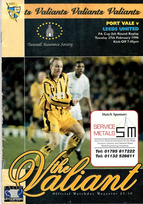 Port Vale v Leeds Utd programme 1996