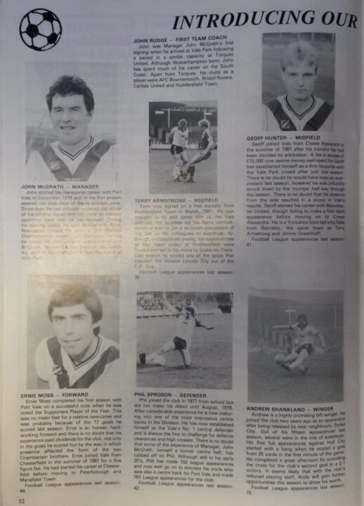 1982 Port Vale souvenir programme