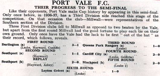 Port Vale v West Brom, 1954 FA Cup semi-final programme