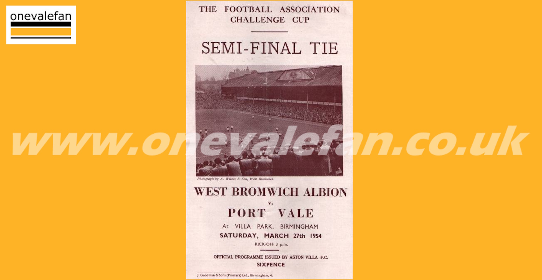 Read the 1954 West Brom v Port Vale FA Cup semi-final programme