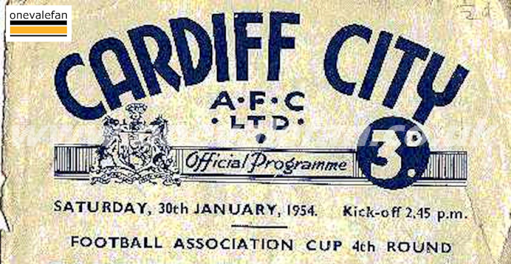A look at the Cardiff City v Port Vale, 1954 match programme