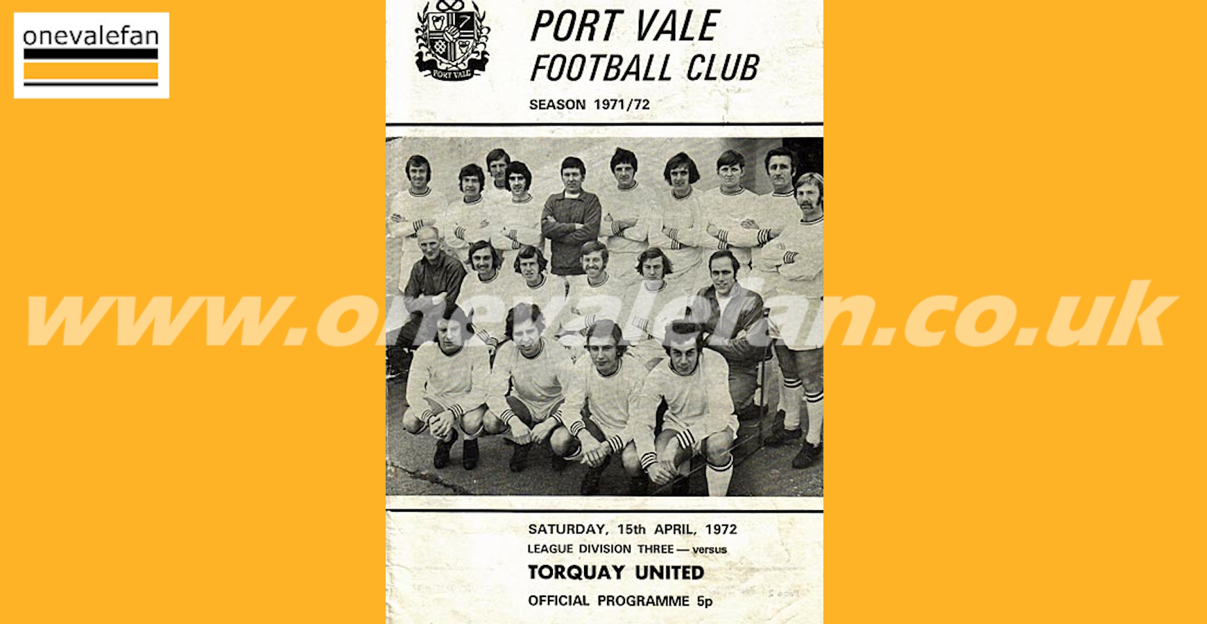 Read the Port Vale v Torquay programme, 1972