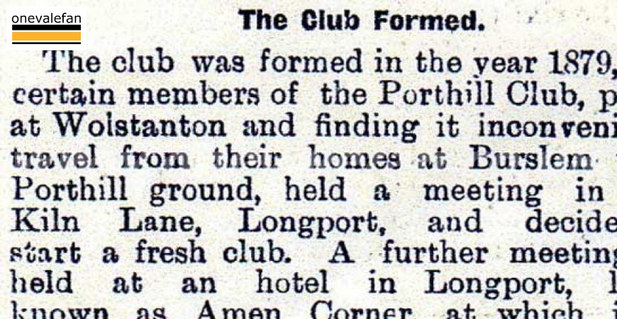Article disputes the date Port Vale was formed