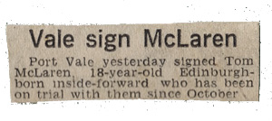 Press clipping - Tommy McLaren signing