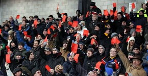 Fans with red cards, Vale Park 2012