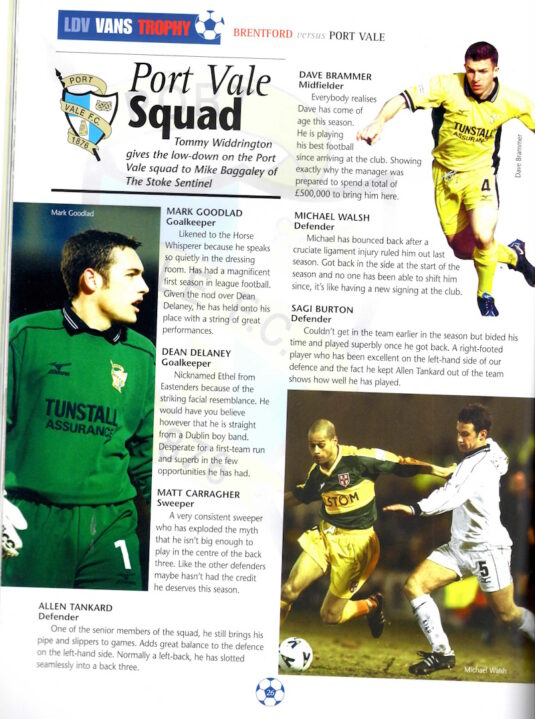 The 2001 LDV Trophy Final programme