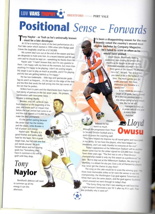 The 2001 LDV Trophy Final programme