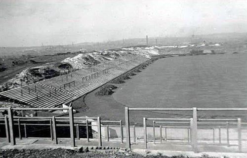 This photo from the top of the Hamil End and looking down to the Railway Terrace was taken during the construction of Vale Park