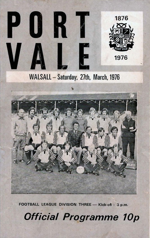 Port Vale v Walsall programme 1976