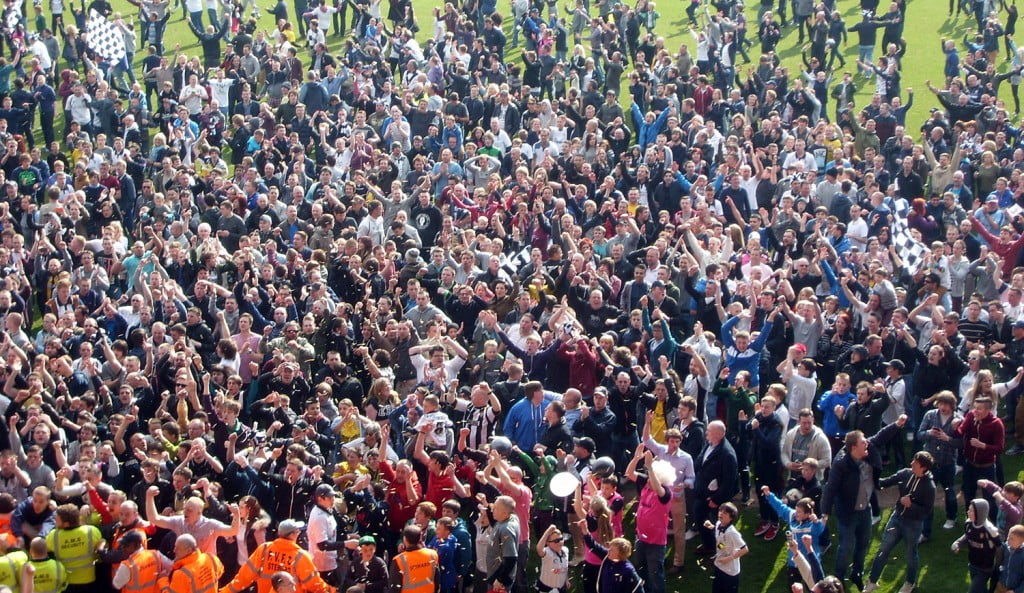 Promotion celebrations in 2013 at the Port Vale v Northampton Town game.