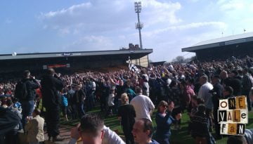 Promotion celebrations in 2013 at the Port Vale v Northampton Town game.