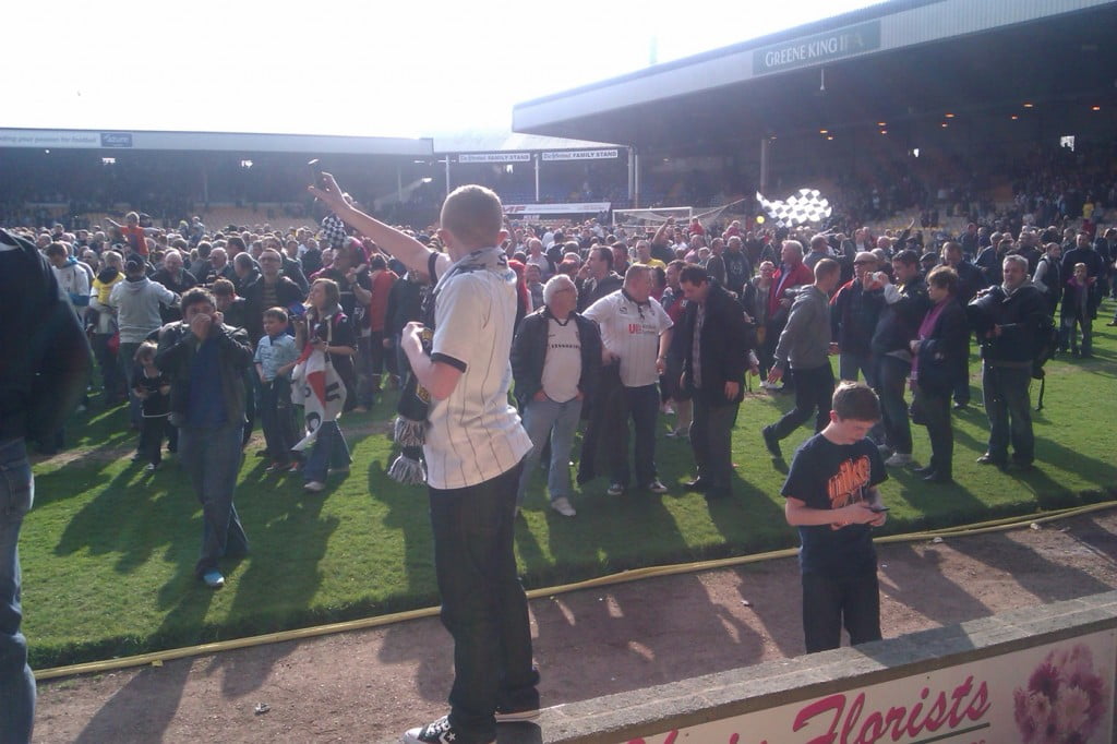 Promotion celebrations in 2013 at the Port Vale v Northampton Town game.
