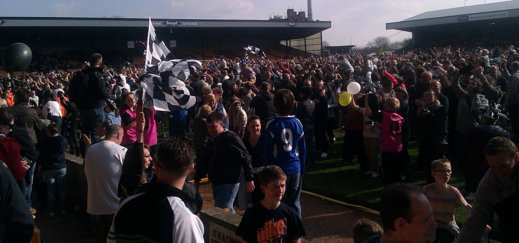 Promotion celebrations in 2013 at the Port Vale v Northampton Town game.
