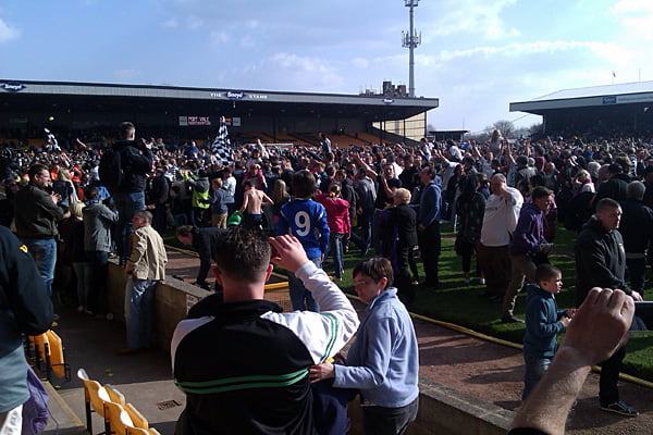Promotion celebrations in 2013 at the Port Vale v Northampton Town game.