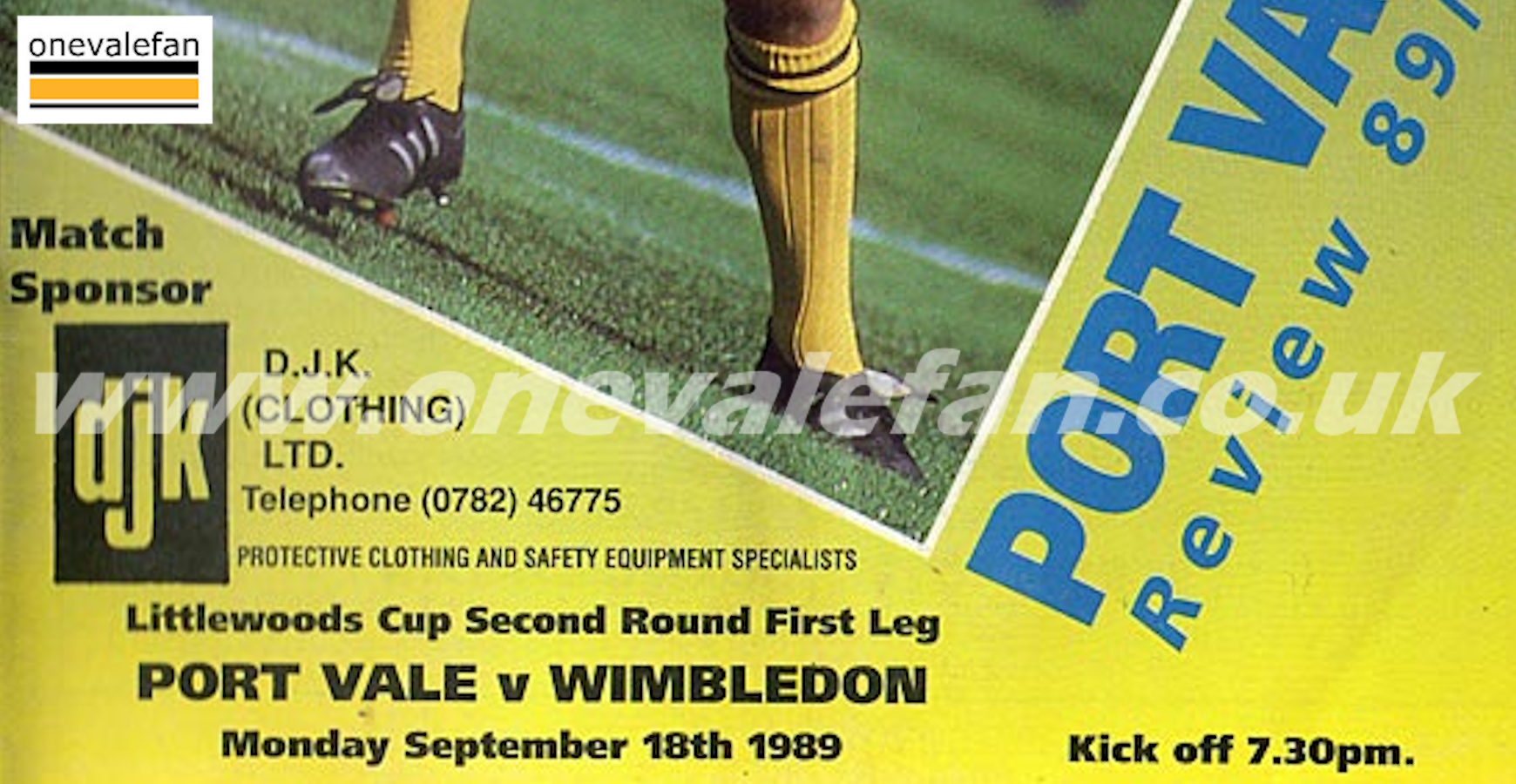 Read the Port Vale v Wimbledon programme, 1989