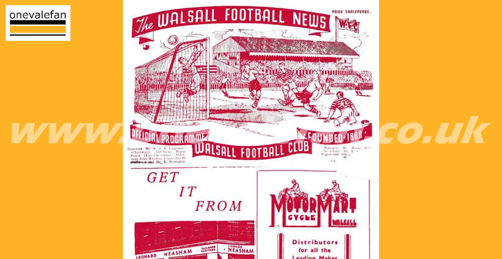 Read the Walsall v Port Vale programme, 1949