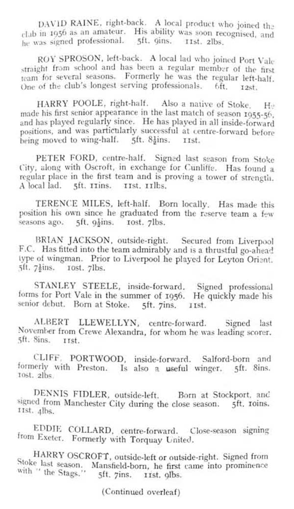 Chesterfield v Port Vale programme 1961 - 7