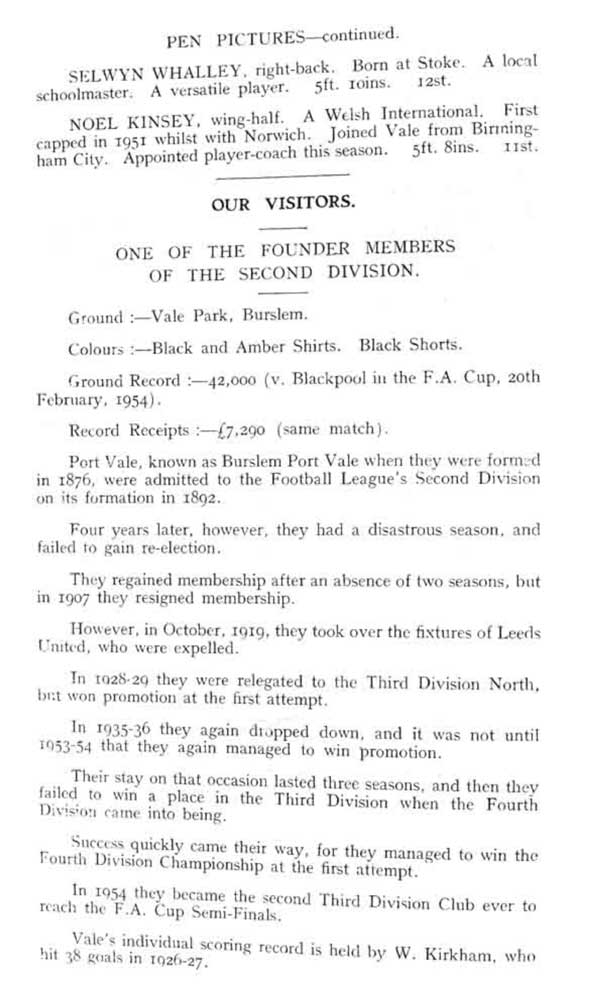 Chesterfield v Port Vale programme 1961 - 8