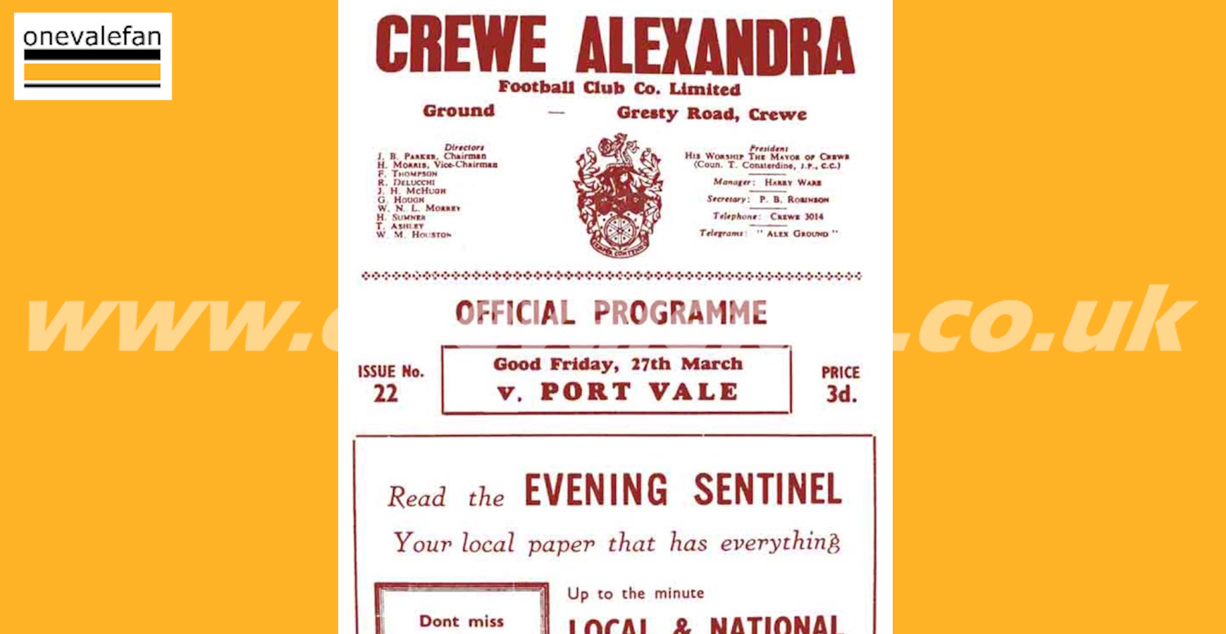 Read the Crewe v Port Vale programme from 1959