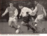 Tony Naylor in action against Arsenal