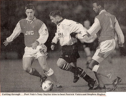 Tony Naylor in action against Arsenal
