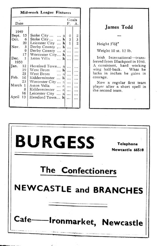 Port Vale v Brighton, 1949 - matchday programme