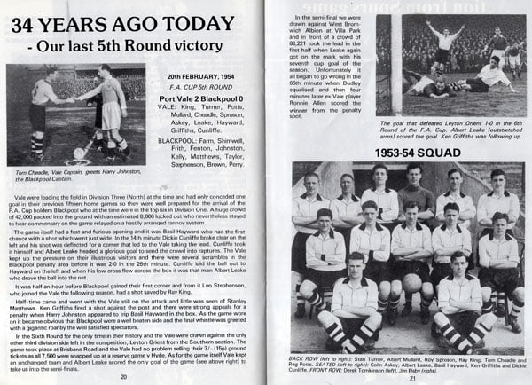 Port Vale v Watford programme, FA Cup 1988