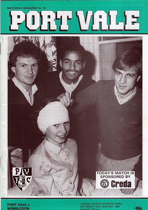 Port Vale v Wimbledon programme, 1984