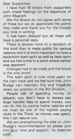 Port Vale v Wimbledon programme, 1984