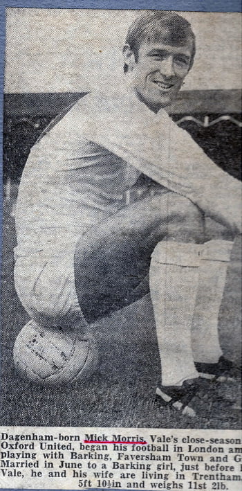 Press clipping - Port Vale player Mick Morris