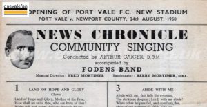 Port Vale - Vale Park opening day songsheet