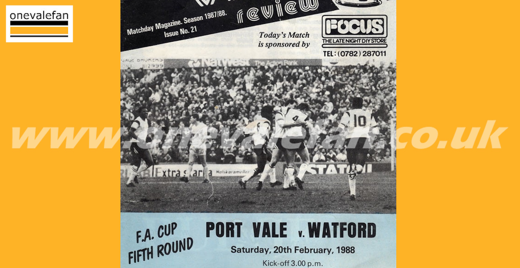 Read the Port Vale v Watford programme, FA Cup 1988