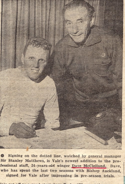 Stanley Matthews signs David Mclelland - press clipping