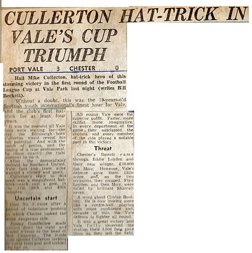 Press clipping - Cullerton hat-trick in Vale's cup triumph