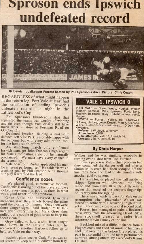 Phil Sproson scores as Vale beat Ipswich