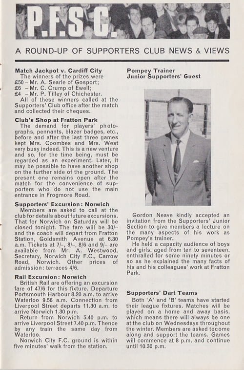 Portsmouth v Port Vale matchday programme, 1967