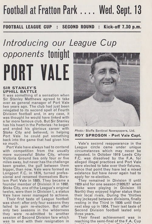 Portsmouth v Port Vale matchday programme, 1967