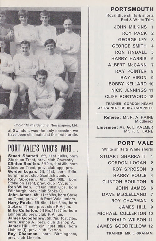 Portsmouth v Port Vale matchday programme, 1967