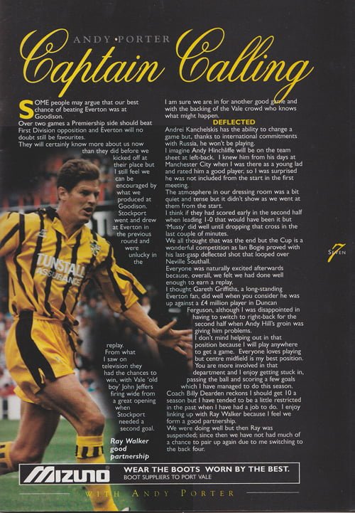 Port Vale v Everton matchday programme, FA Cup 4th round replay 1996