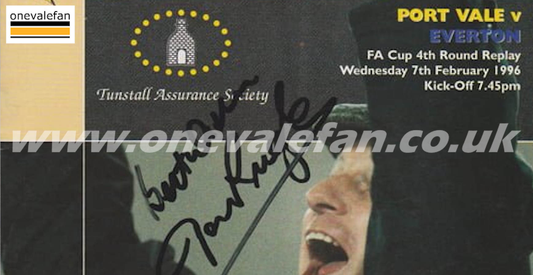 Read the Port Vale v Everton FA Cup 4th round replay matchday programme from 1996