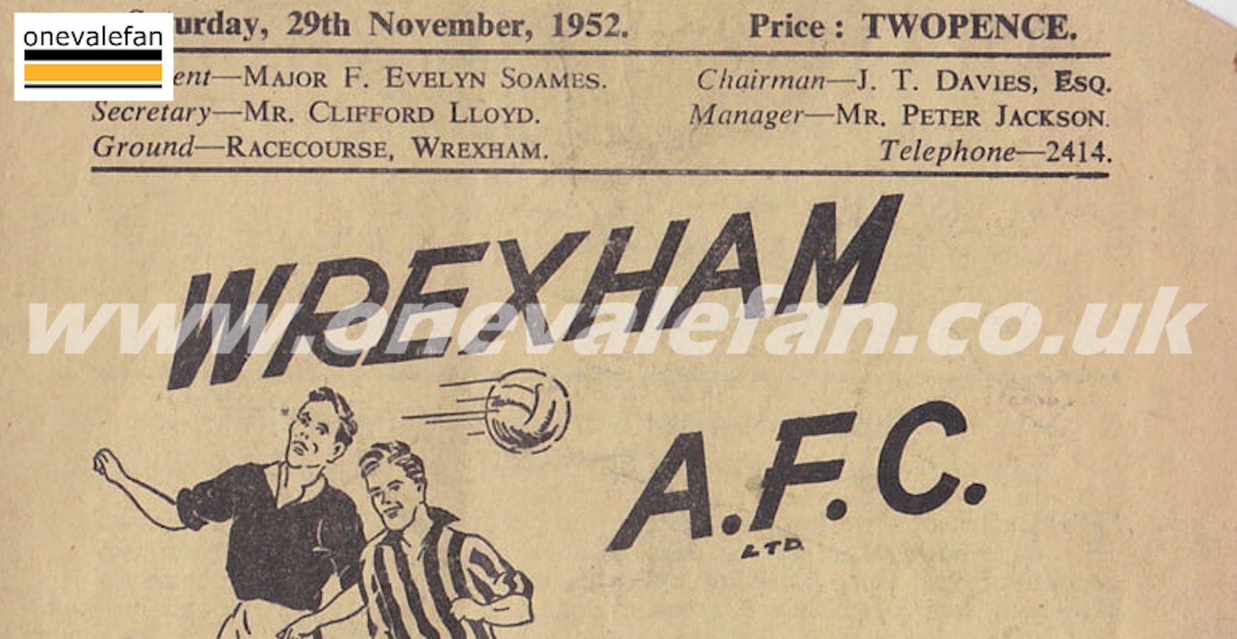 Take a look at the Wrexham v Port Vale programme from 1952