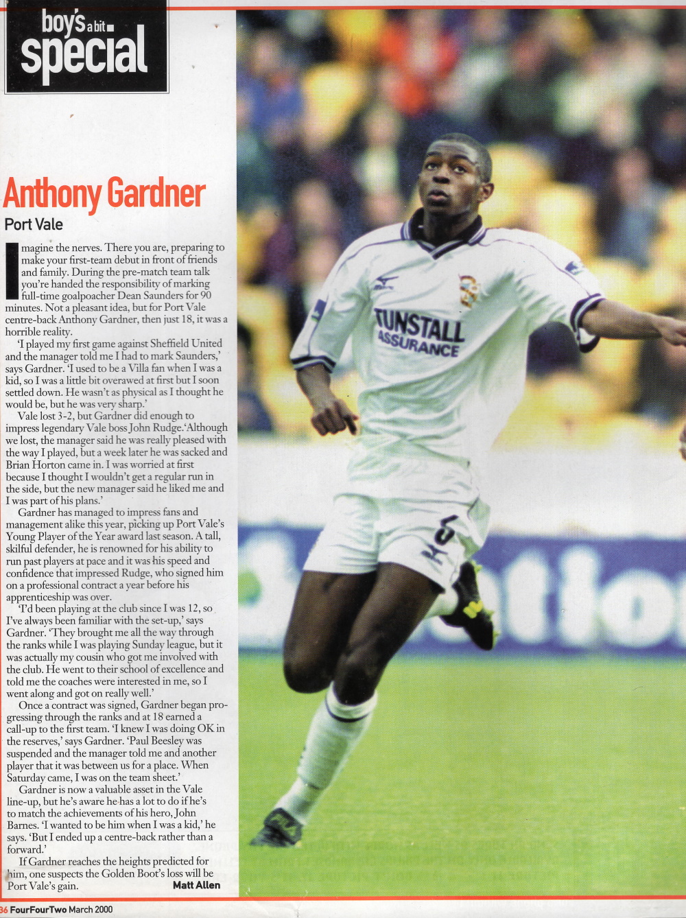 Press clipping - 442 article on Anthony Gardner