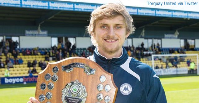 Player of the season Nathan Smith celebrated on the terraces with fans