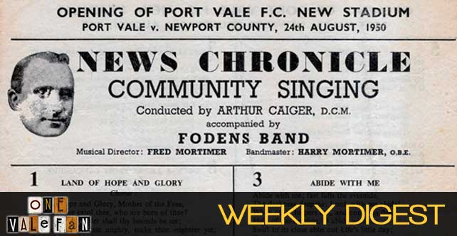 Digest: Vale Park’s first game, 66 years ago today…