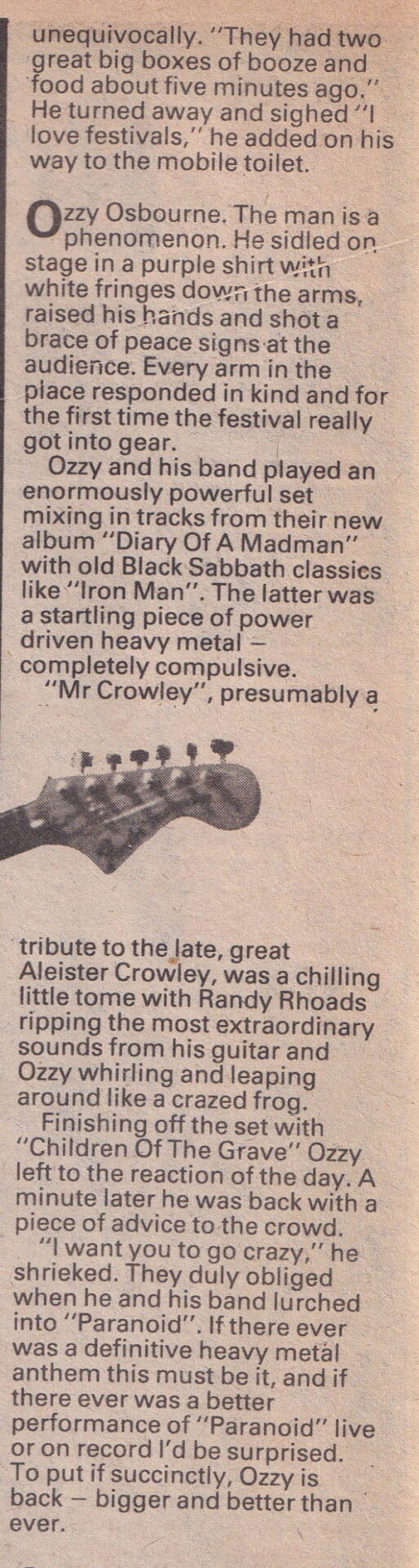 Melody Maker report on the Port Vale Heavymetal Holocaust concer