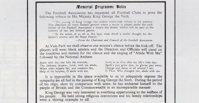 How Port Vale FC paid tribute the last time a monarch passed away