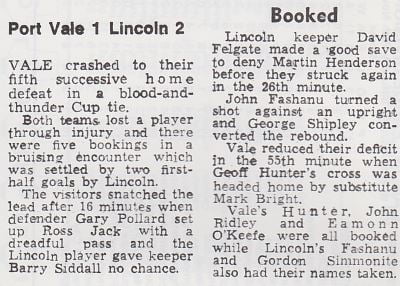 News of the Word Port Vale 1-2 Lincoln City