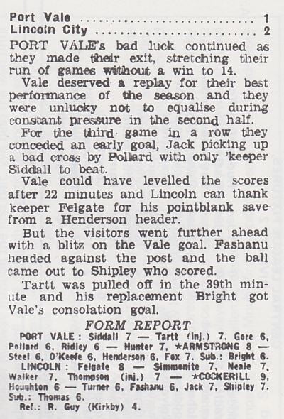 Sunday People Port Vale 1-2 Lincoln City